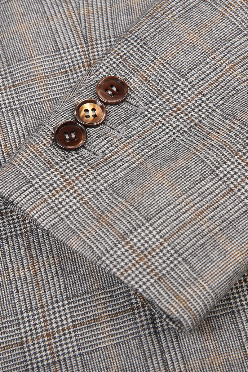 Grey Lapel Collar Single Button Suit