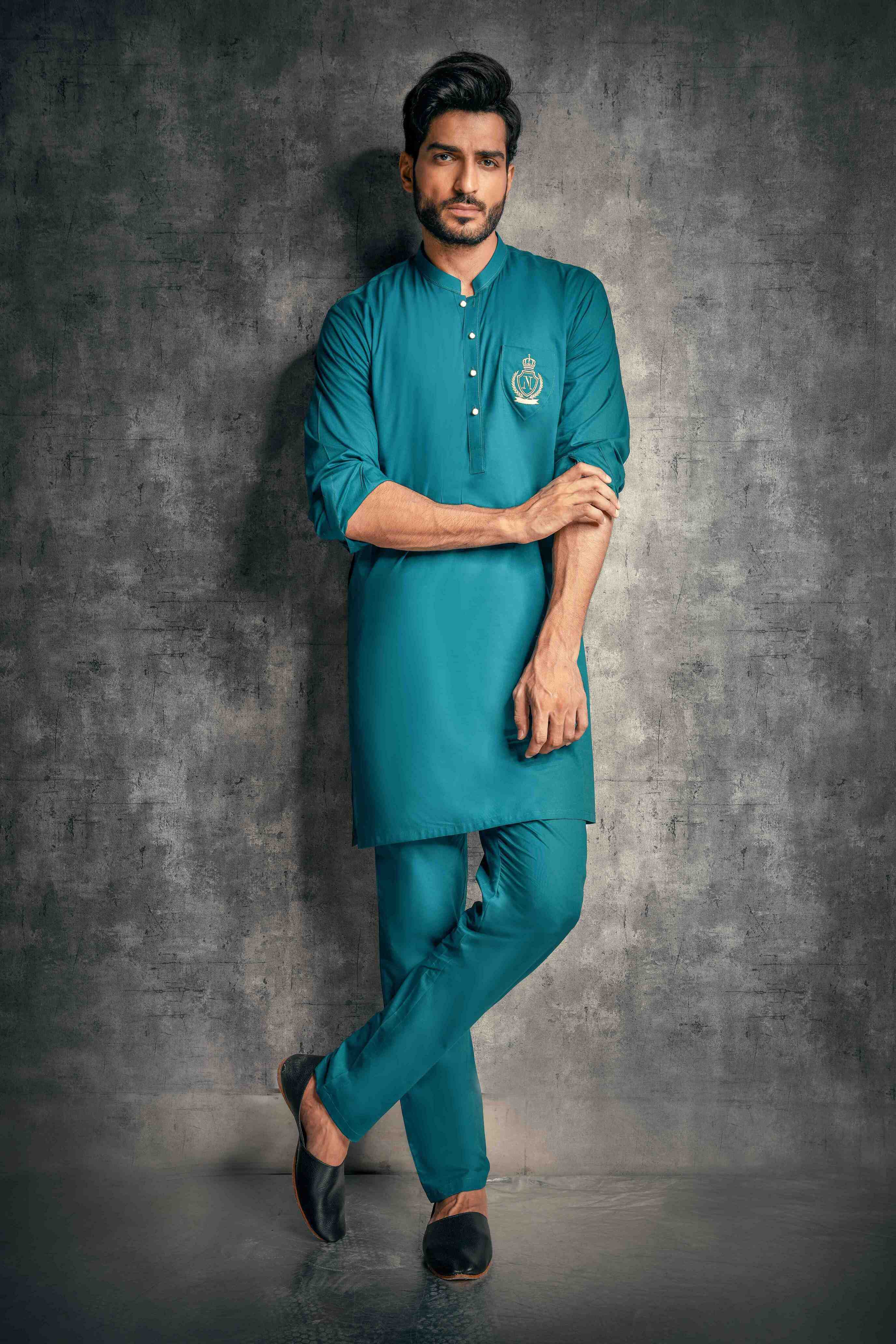 Sea Green Kurta Pajama - C Green Kurta Pajama 