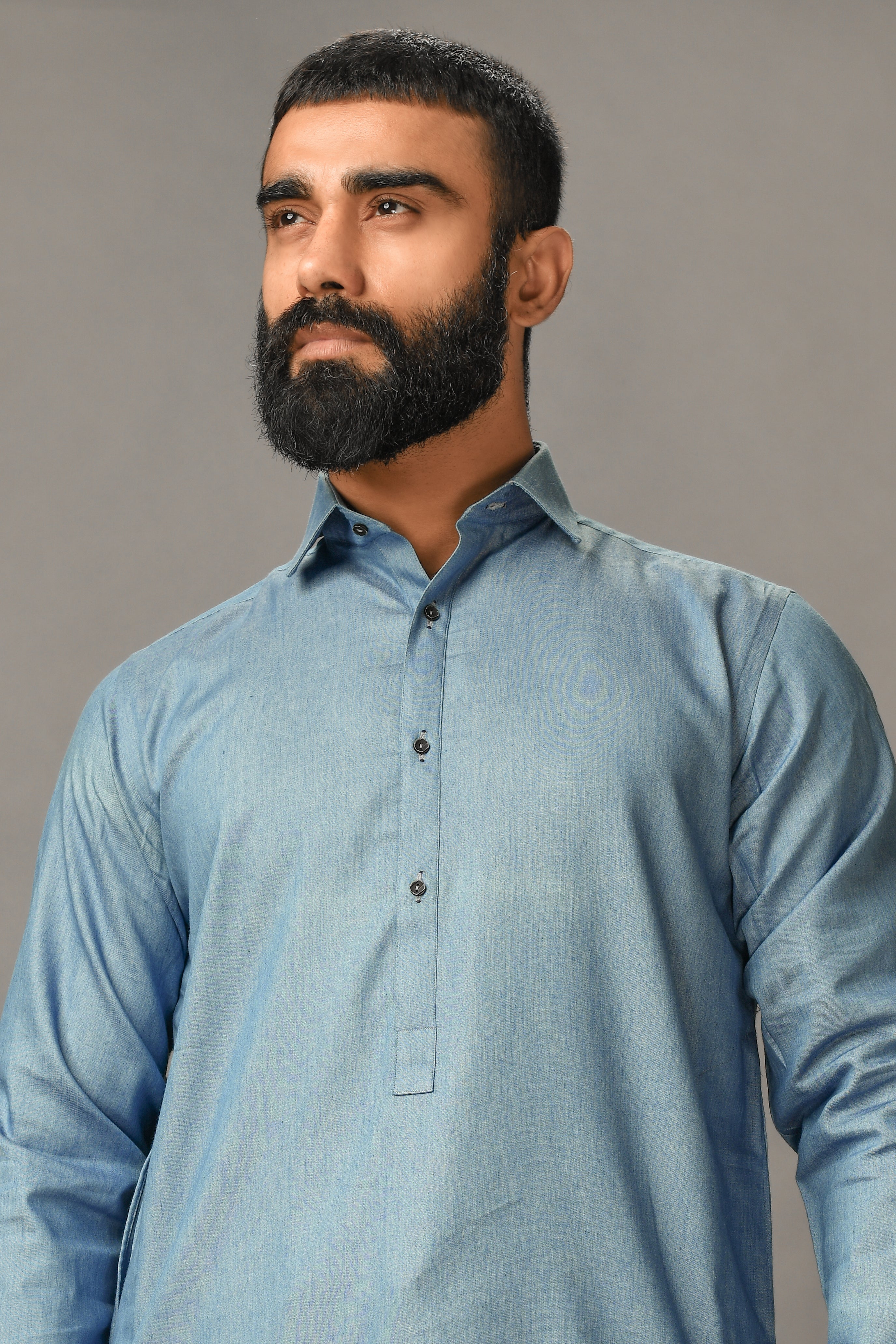 Stone Grey - Denim Shalwar Kameez