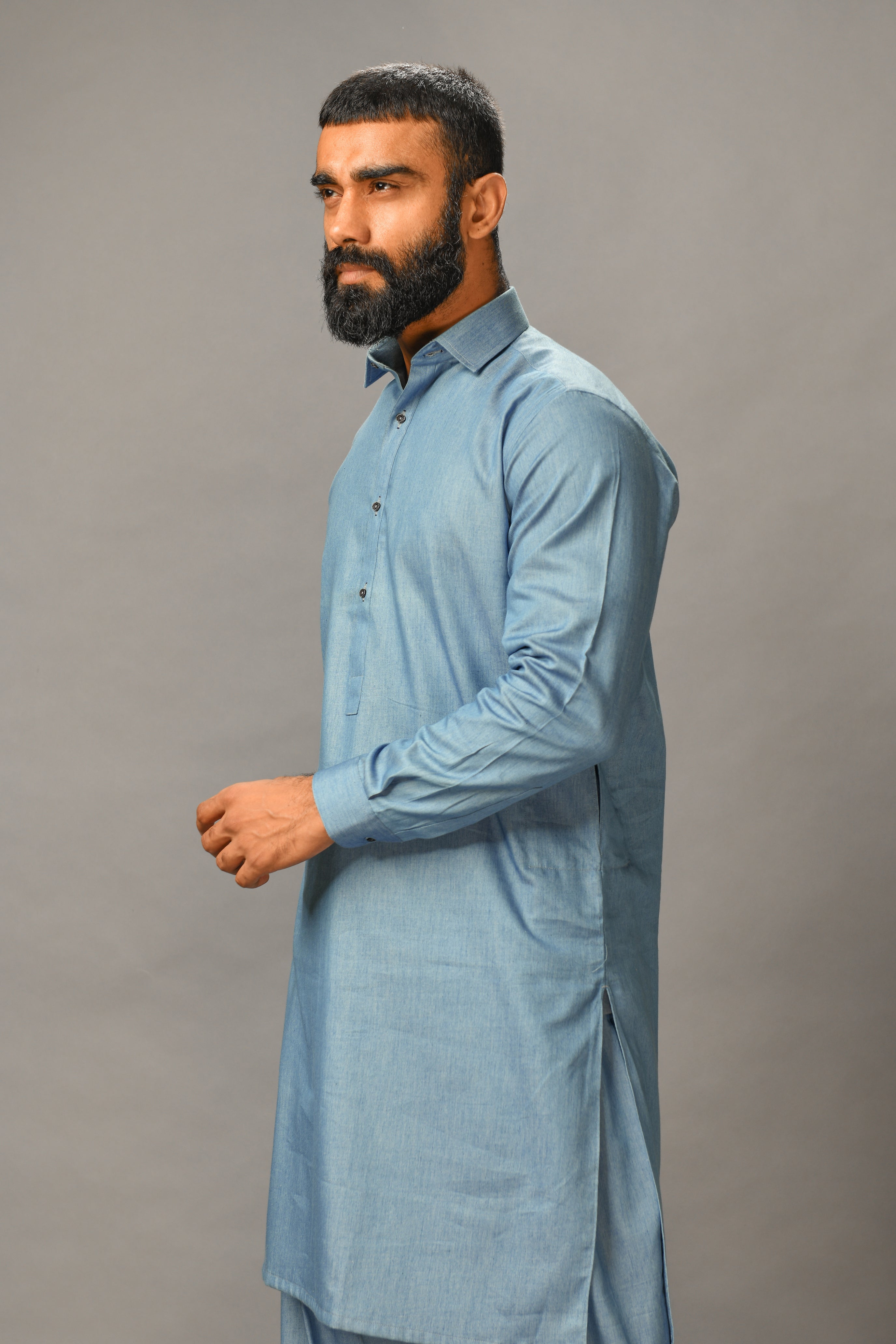 Stone Grey - Denim Shalwar Kameez