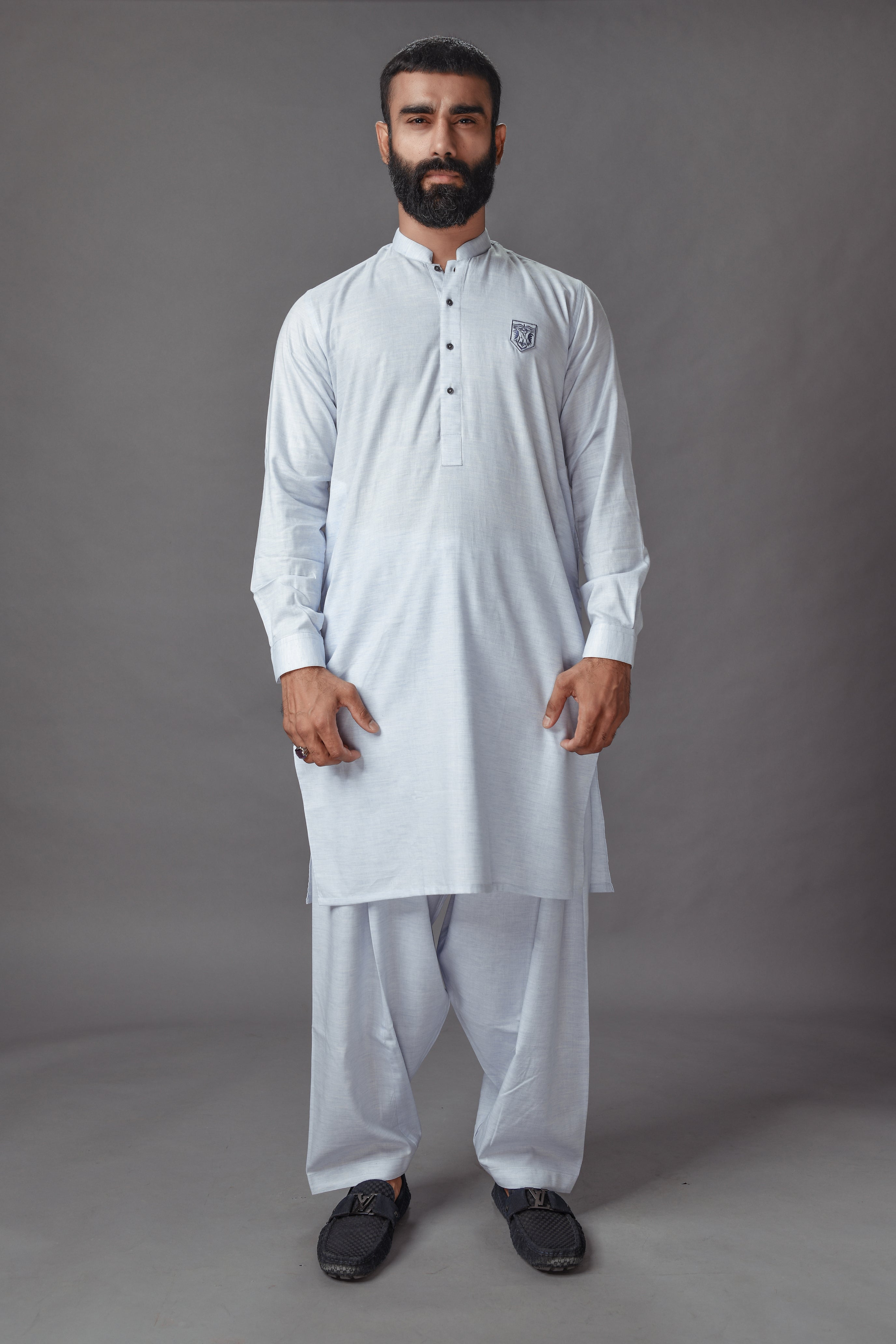 White Blended Kurta Shalwar - Occasions 21