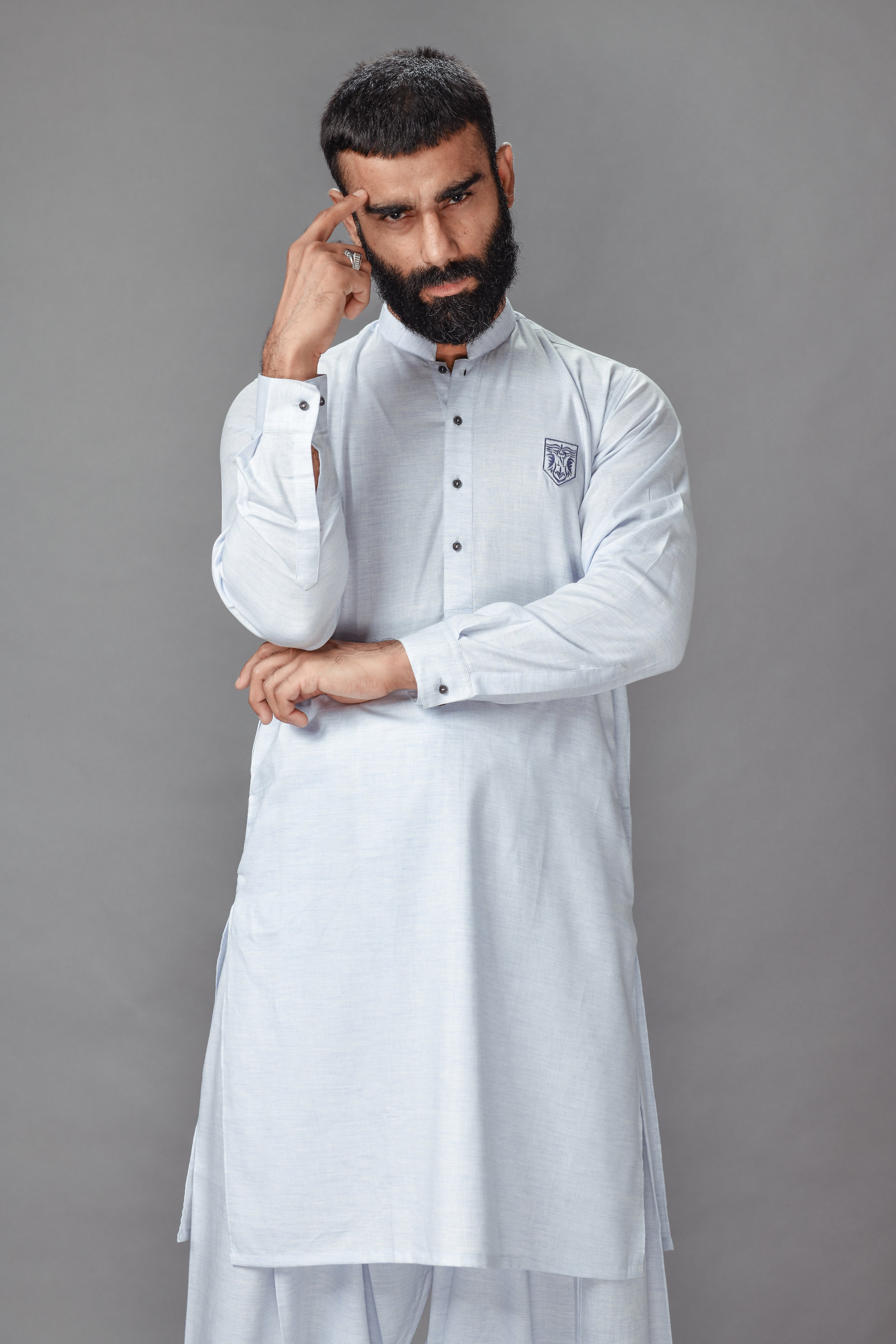 White Blended Kurta Shalwar - Occasions 21