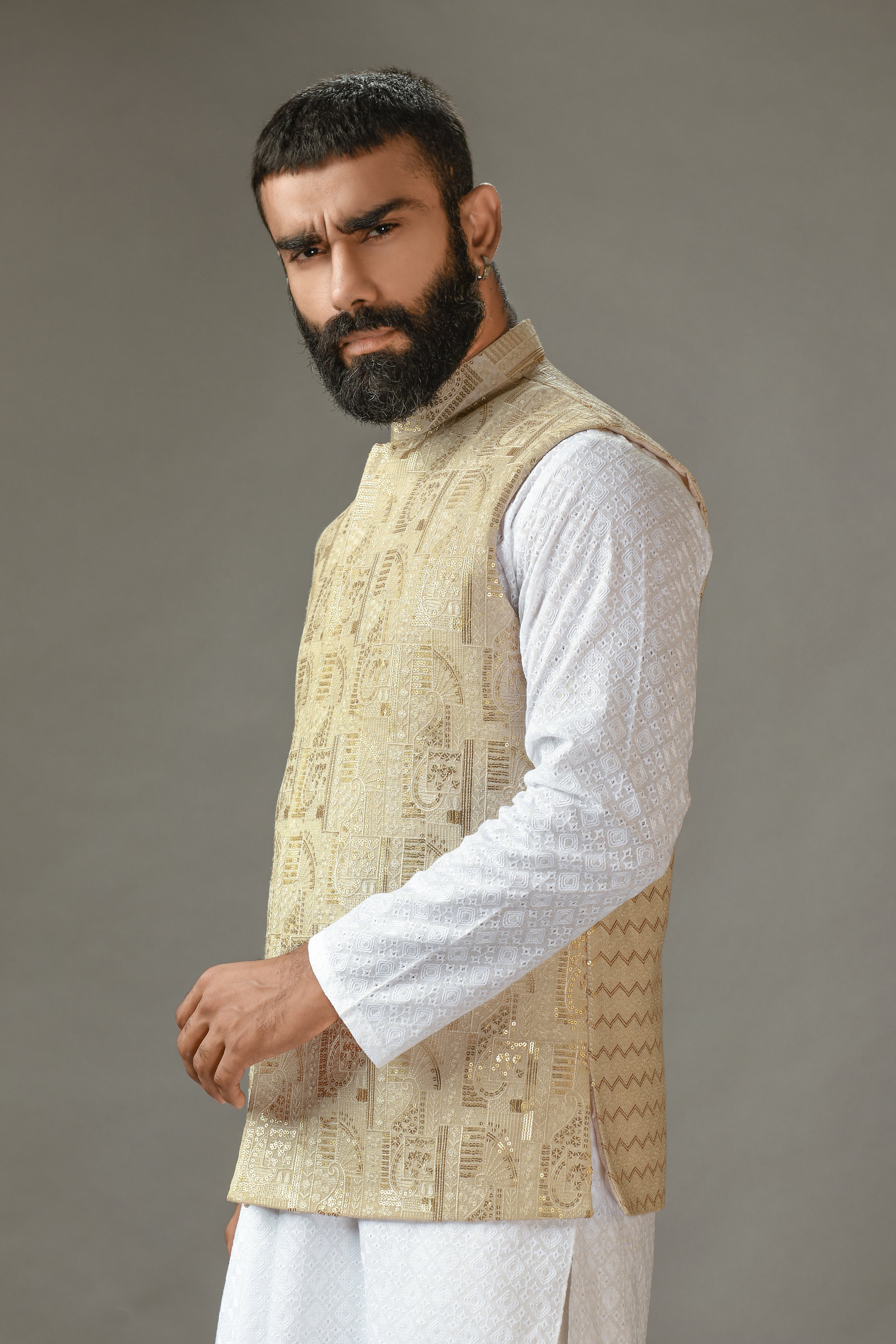 White Chickenkari Kurta