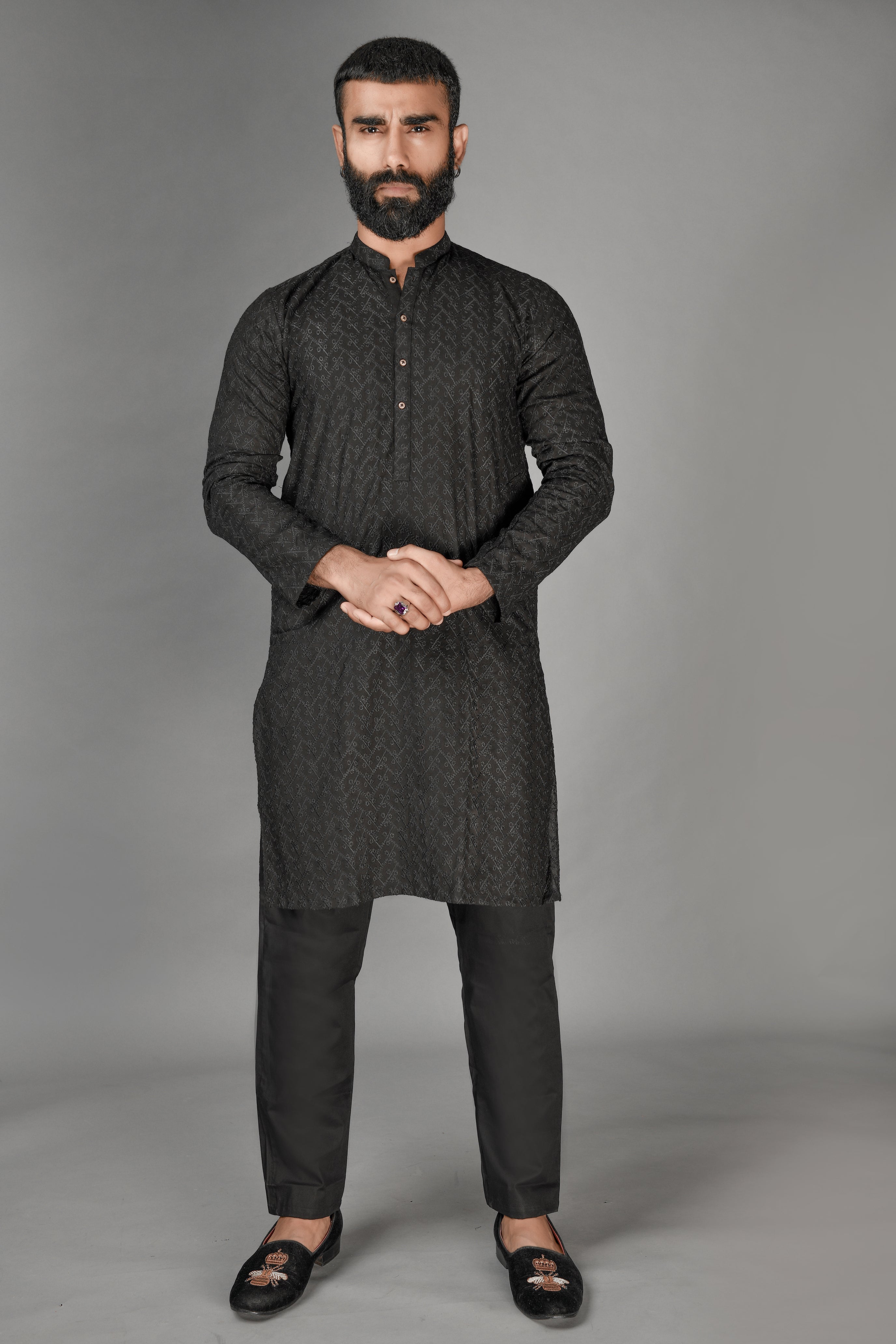 Black Chickenkari Kurta Trouser