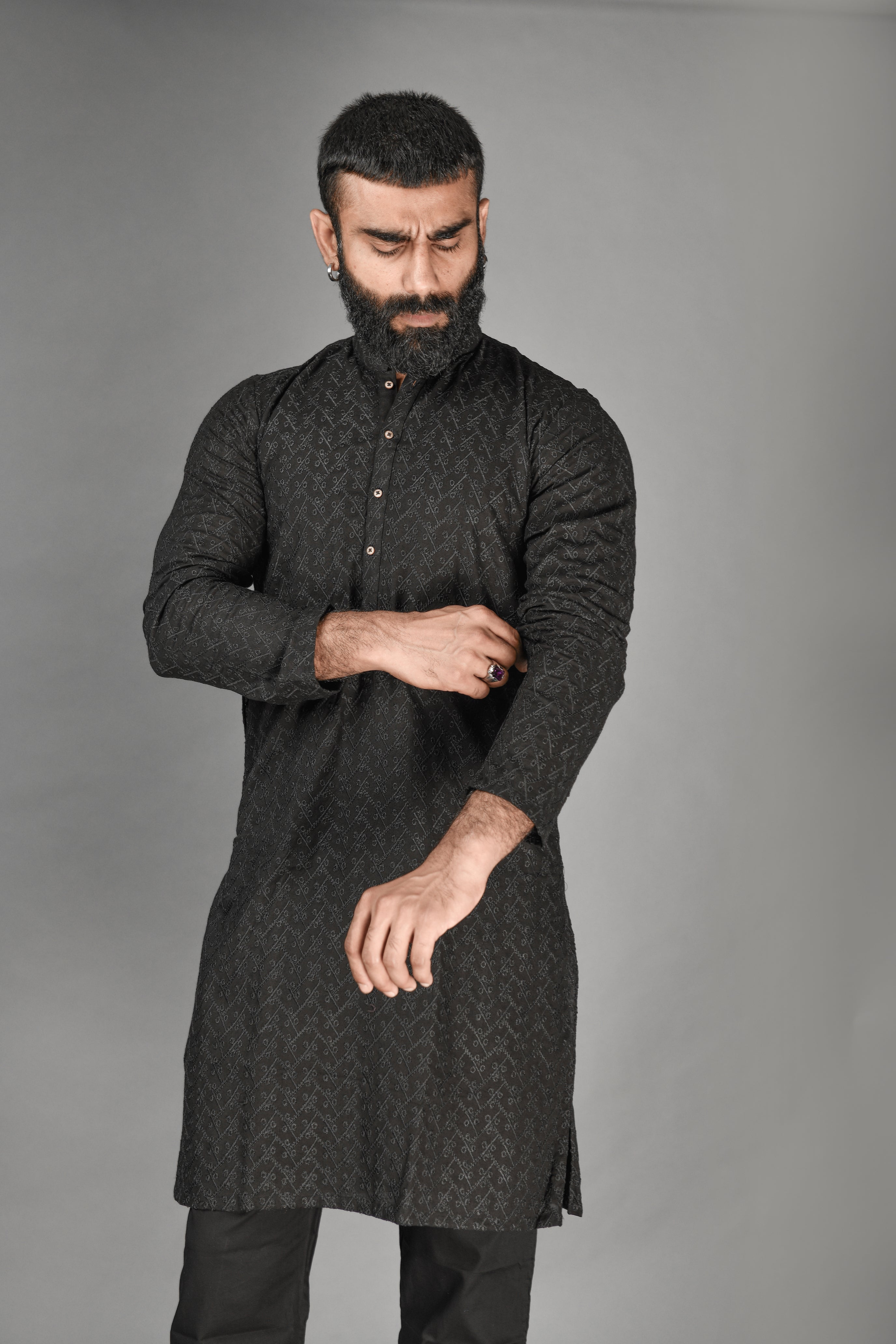 Black Chickenkari Kurta Trouser