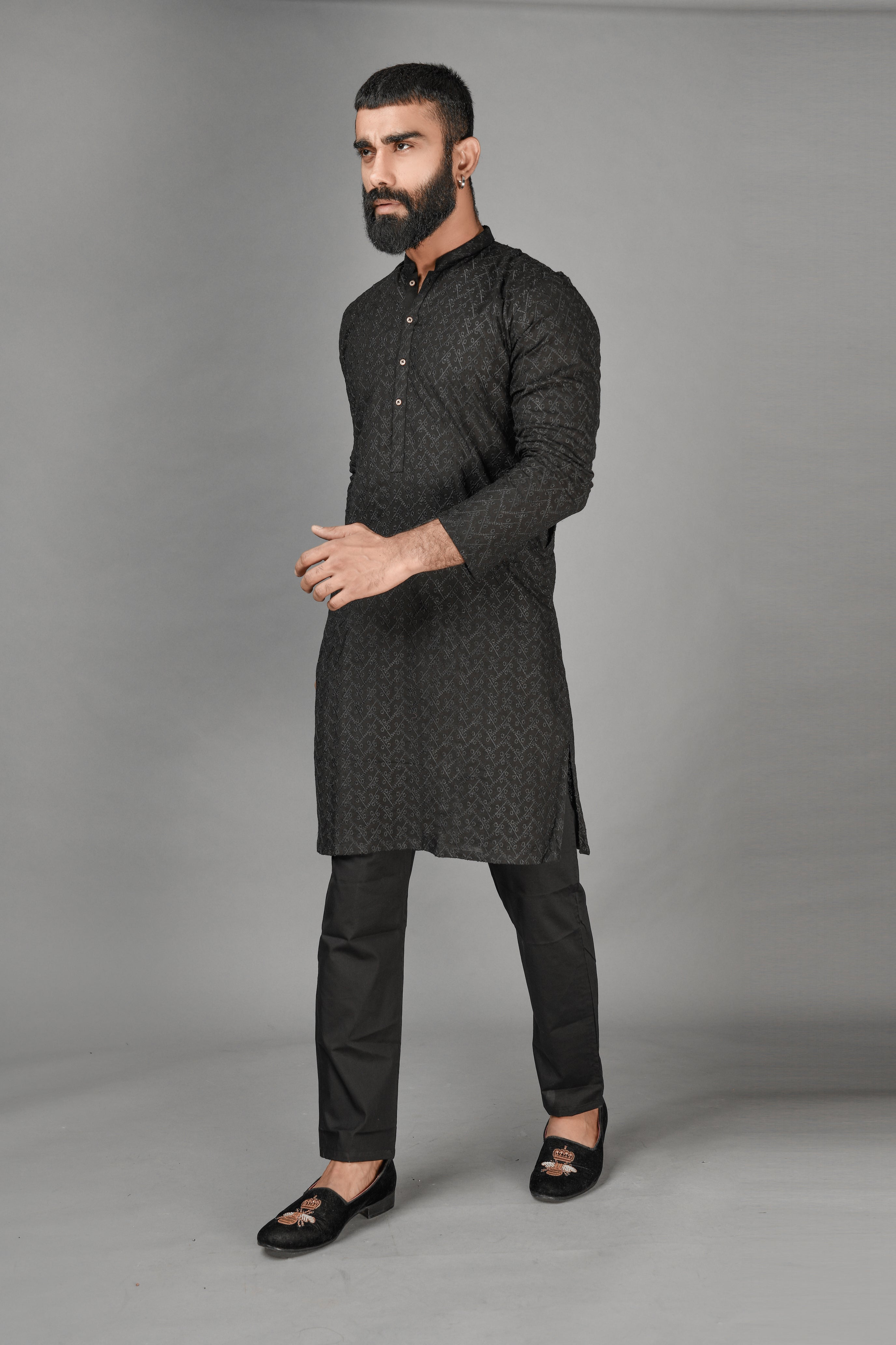 Black Chickenkari Kurta Trouser