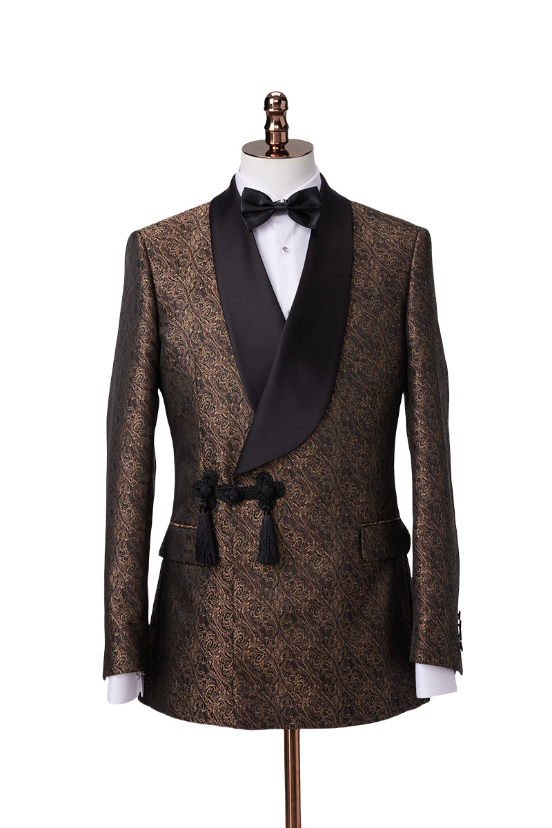 Woody Brown Party Jacket - Tuxedo Lapel coller