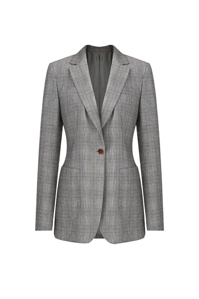 Grey Lapel Collar Single Button Suit