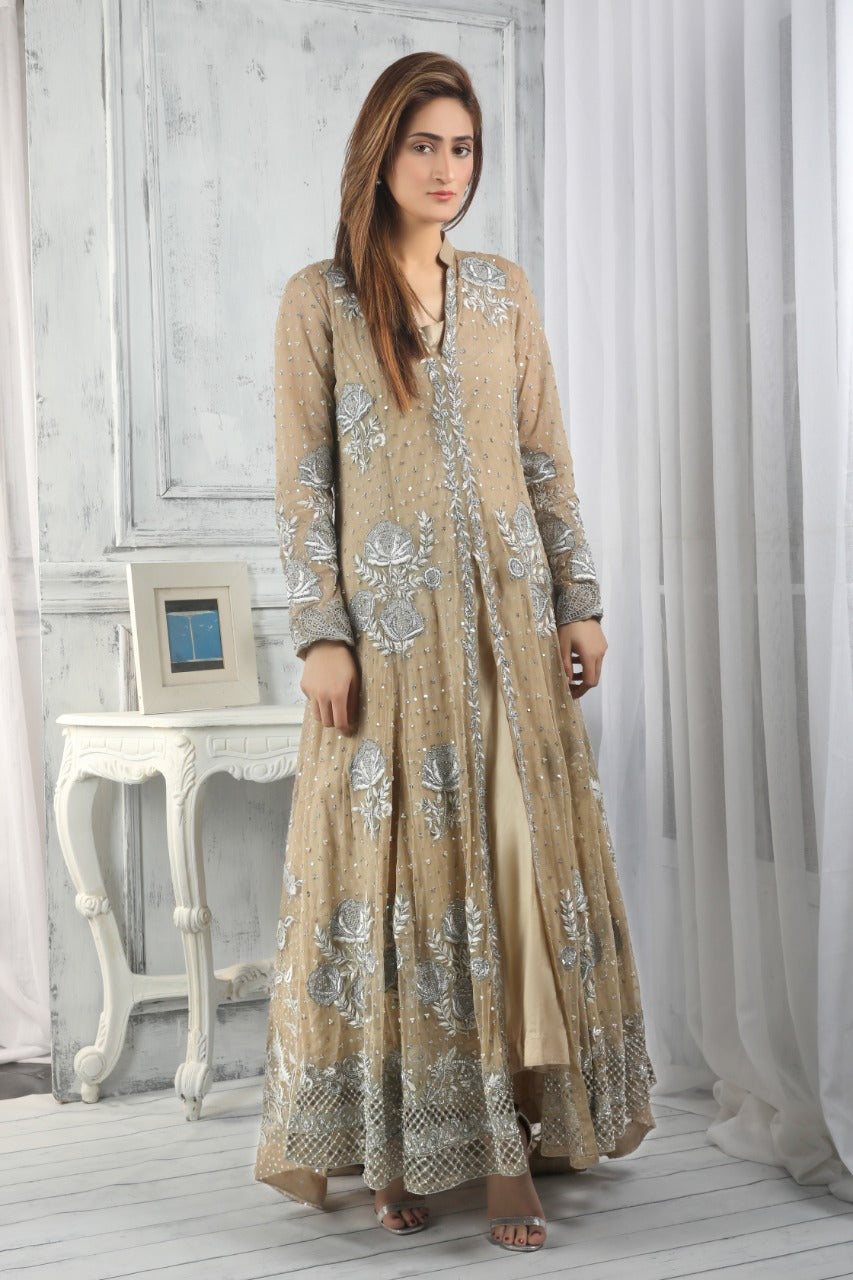 gold Gown with siver embroidery